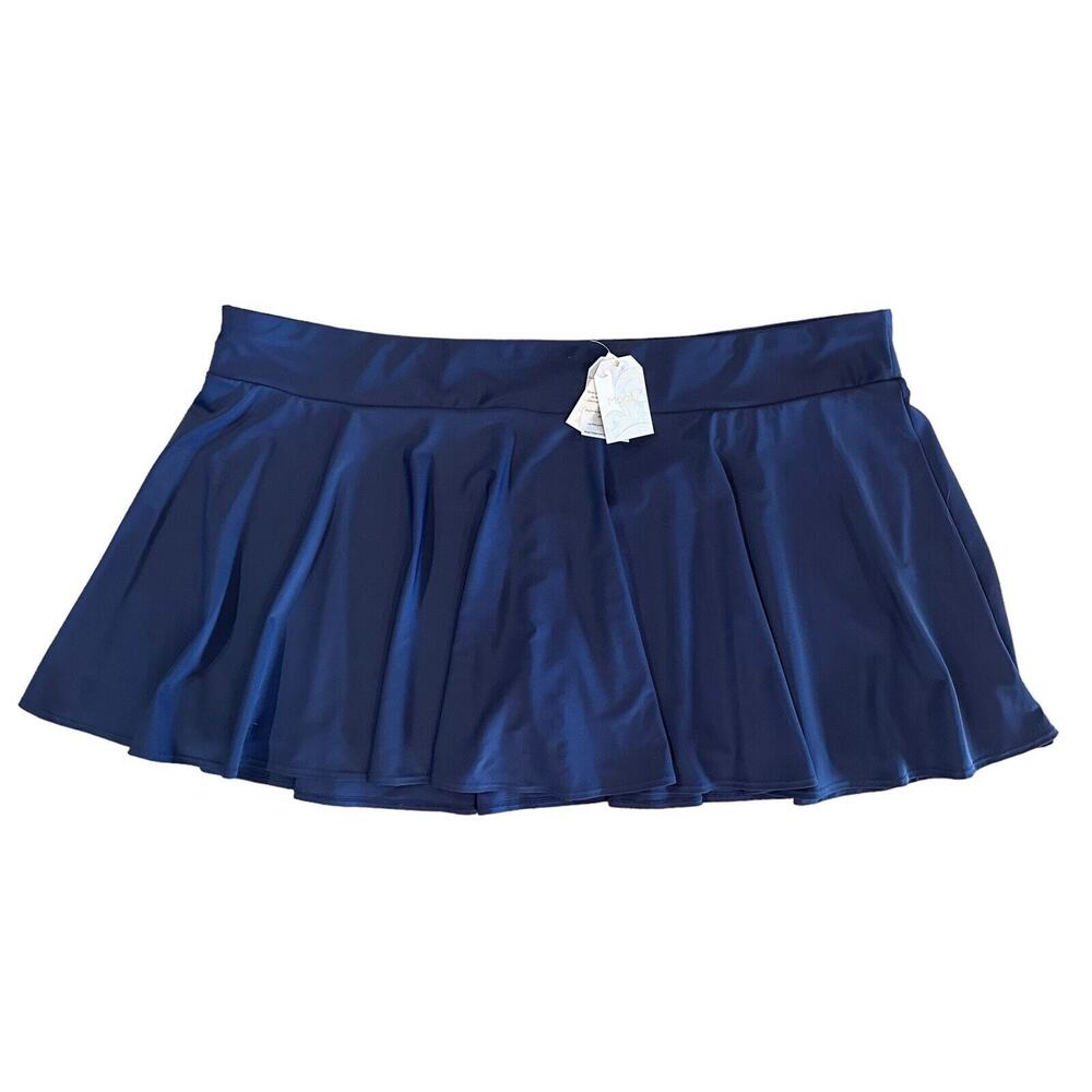 NWT ModLi Flowy Swim Skort Women's 6X Navy Blue Stretch Elastic Waist Skirt NEW
